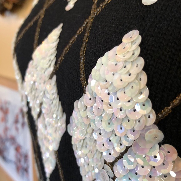 Vintage LIZ CLAIBORNE Size Medium Petite Lambswool Blend Sequin Plaid Carlyle - Picture 10 of 16